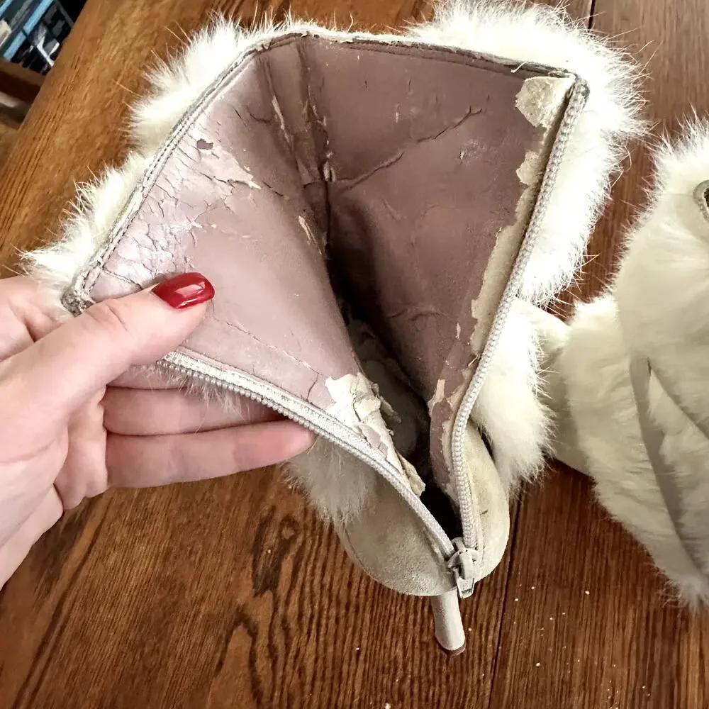 Nine West Rabbit Fur Suede Boot Sz 8.5 - Picture 10 of 10